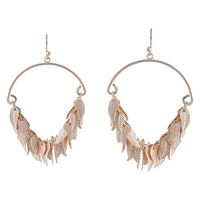 Rose Gold Leaf Tassel Hoop Earrings - link has visual effect only