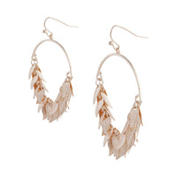 Rose Gold Leaf Tassel Hoop Earrings - link has visual effect only