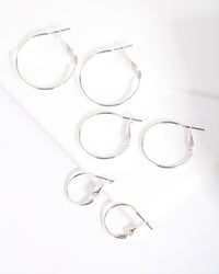 Silver Multi Size Hoop Earring Pack - link has visual effect only