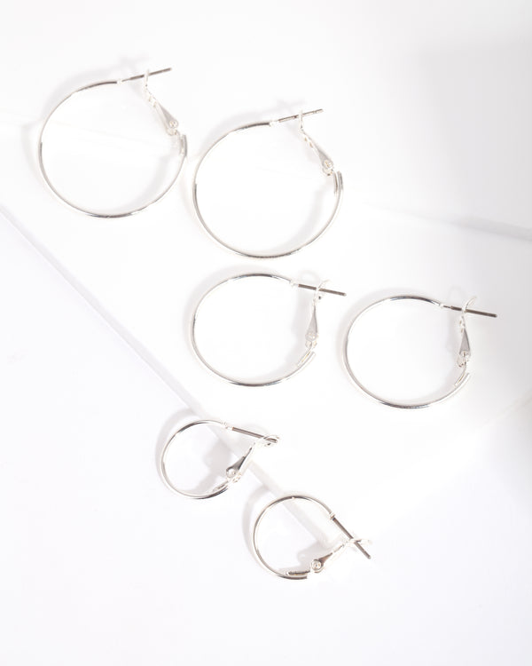 Silver Multi Size Hoop Earring Pack