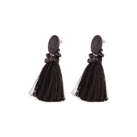 Black Classic Stud Tassel Earrings - link has visual effect only