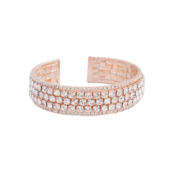 Rose Gold Diamante Cup Chain Open Cuff