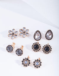 A Gold Tone Clip On Earring 5-Pack - link has visual effect only