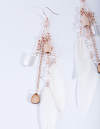 Rose Gold Feather Diamante Drop Earrings - link has visual effect only