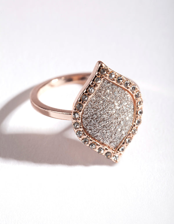 Rose Gold Glitter Leaf Shape Ring