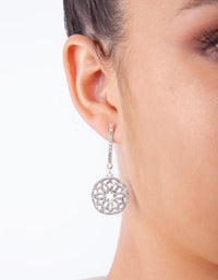 Silver Round Crystal Earrings - link has visual effect only