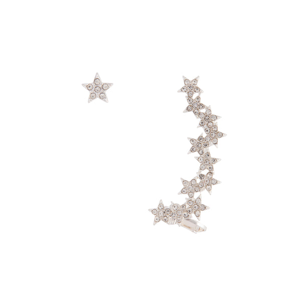 Silver Star Cuff Earrings