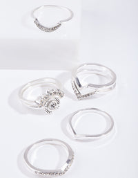 Silver Diamante Point Ring 7-Pack - link has visual effect only