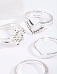 Silver Diamante Point Ring 7-Pack - link has visual effect only