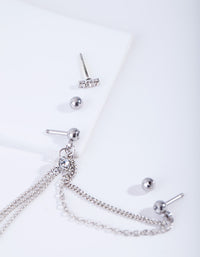 Silver Chain Drape Earrings - link has visual effect only