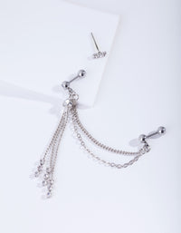 Silver Chain Drape Earrings - link has visual effect only