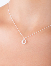 Sterling Silver Circle Diamante Pendant Necklace - link has visual effect only