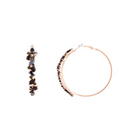 Rose Gold Black Stone Hoop Earrings - link has visual effect only