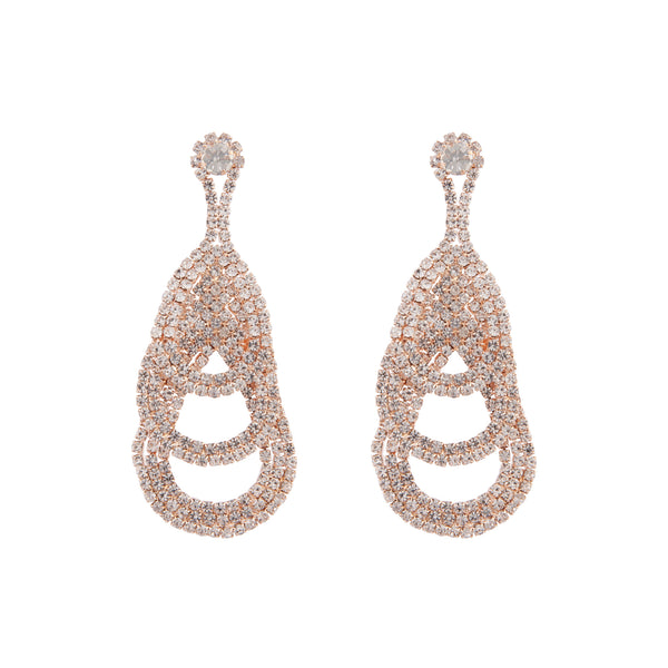 Rose Gold Thick Diamante Loop Earrings