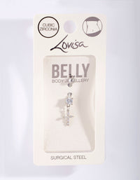 Surgical Steel Cubic Zirconia Belly Bar - link has visual effect only