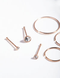 Rose Gold Surgical Steel Nose Jewellery 6-Pack - link has visual effect only