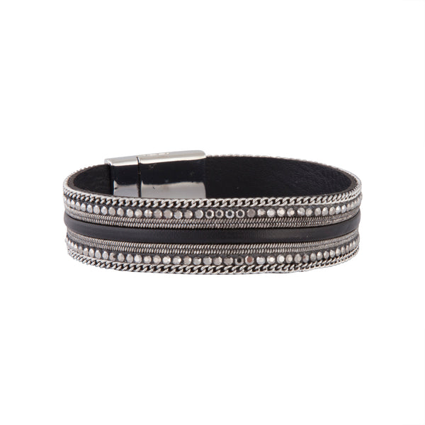 Rhodium Chain Facet Wrap Bracelet