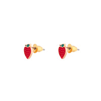 Gold Red Strawberry Stud Earrings - link has visual effect only