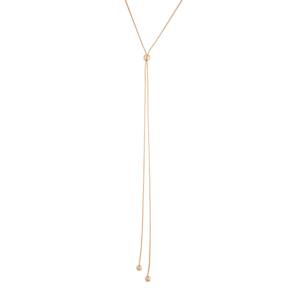 Gold Lariat Ball Necklace