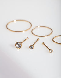 Gold Nose Stud & Hoop 6-Pack - link has visual effect only