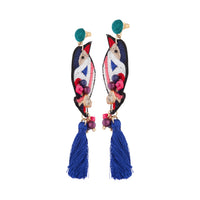 Embroidered Bird Tassel Earrings - link has visual effect only