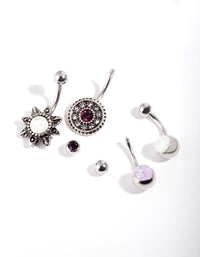 Surgical Steel Belly Bar 4-Pack - link has visual effect only