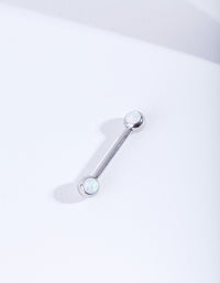 Surgical Steel Synthetic Opal Nipple Bar - link has visual effect only