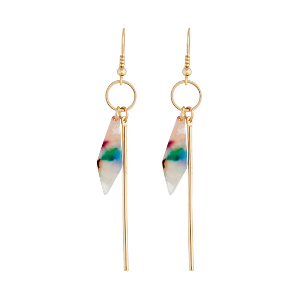 Gold Acrylic Stick Drop Earrings