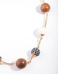 Wooden & Textured Wrap Bead Necklace - link has visual effect only