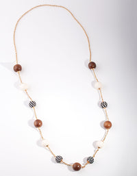 Wooden & Textured Wrap Bead Necklace - link has visual effect only