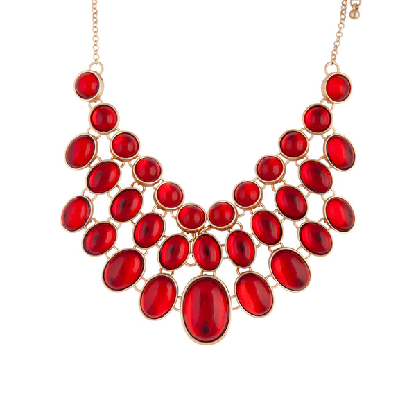 Red Gold Shining Red Bead Necklace