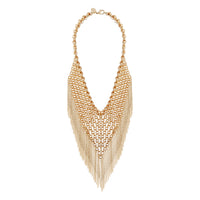 Gold Chain Link Fringe Necklace - link has visual effect only