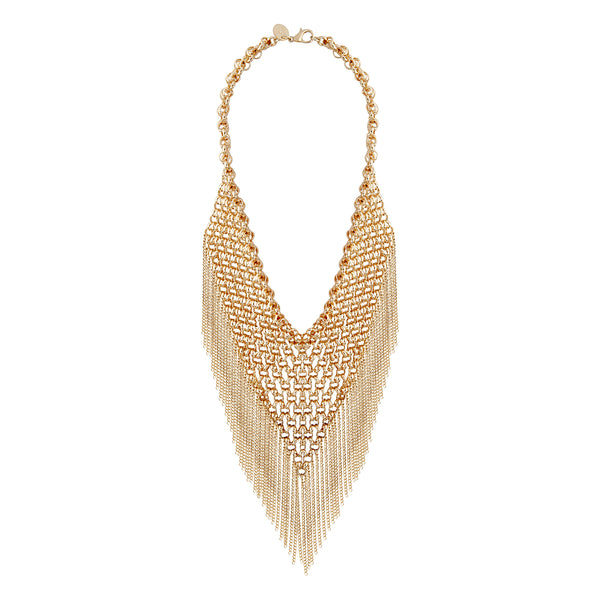 Gold Chain Link Fringe Necklace