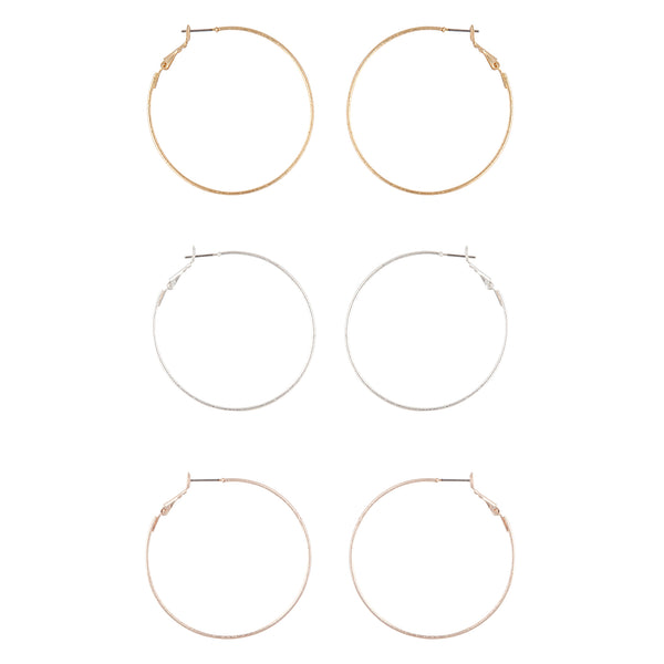 Mixed Metal Textured Hoop Earring Pack