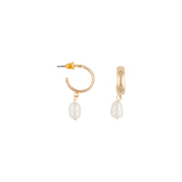 Gold Sleeper Pearl Drop Earrings - link has visual effect only