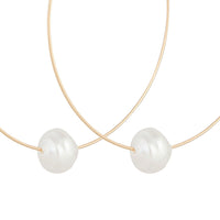 Gold Hoop Pearl Charm Earrings - link has visual effect only