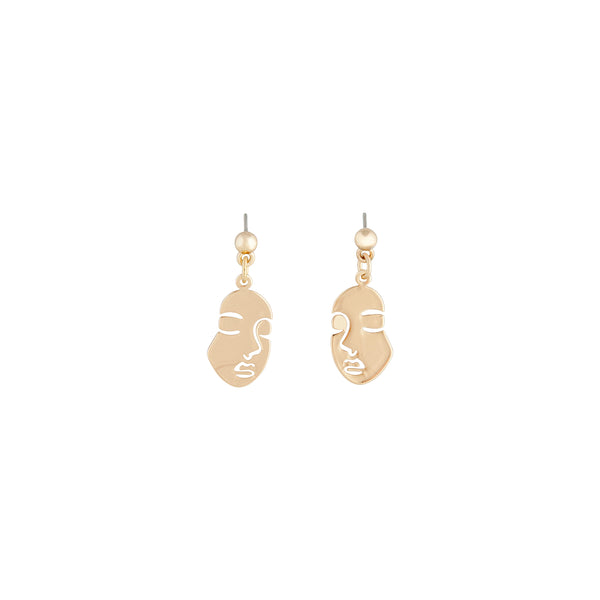 Mini Gold Face Drop Earrings