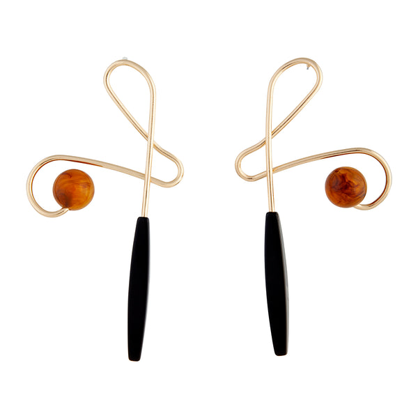 Gold Organic Swirl Stick Earring