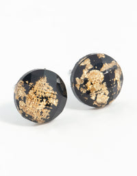 Black Gold Speck Circle Stud Earrings - link has visual effect only