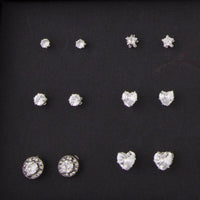 Diamond Simulant Silver Stud Earring 12-Pack - link has visual effect only