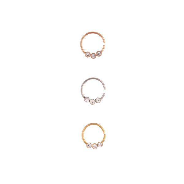 Mixed Metal Diamante Cartilage Mini Hoop