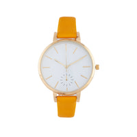 Mustard Blank Face PU Strap Watch - link has visual effect only