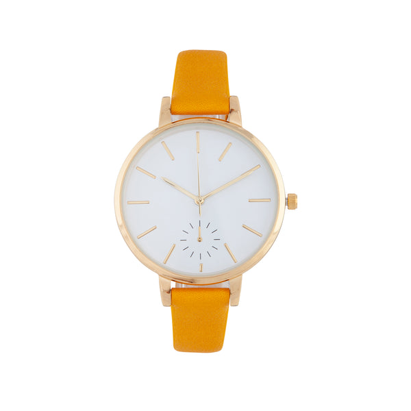 Mustard Blank Face PU Strap Watch