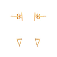 Gold Plated Sterling Silver Bar Geo Triangle Earring Pack - link has visual effect only