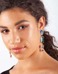 Gold Deep Ocean Blue Gem Earring - link has visual effect only