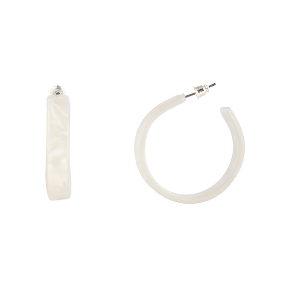 White Acrylic Swirl 3/4 Hoop Earrings