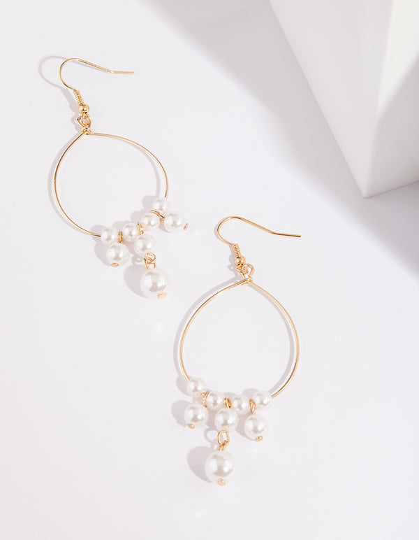 Gold Pearl Hoop Earring