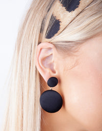 Black Simple Fabric Drop Earrings - link has visual effect only