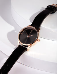 Genuine Leather Rose Gold Premium Watch - link has visual effect only