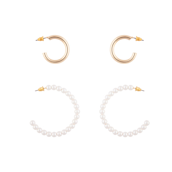 Gold Pearl Hoop Pack Earring